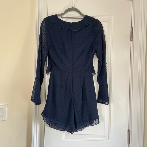 Navy Tie Front Romper - Picture 7 of 9